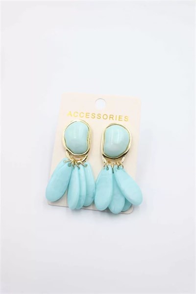 Taşlı Küpe - Turkuaz