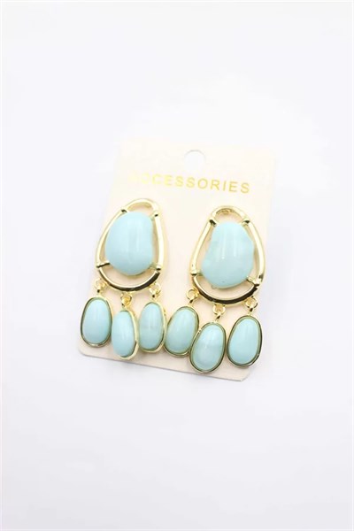 Taşlı Küpe - Turkuaz