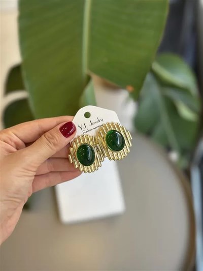 Taşlı Küpe - Yeşil