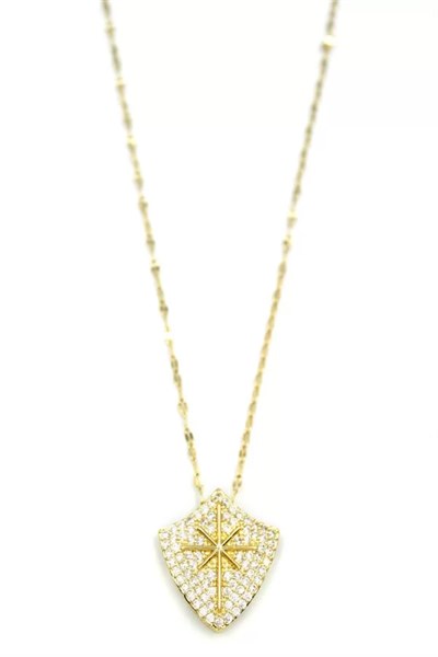 Taşlı Kutup Yıldızı Kolye - Altın