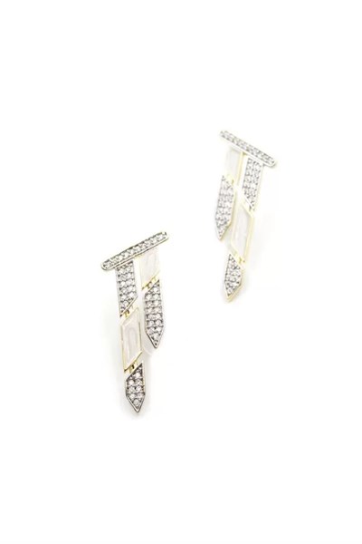 Taşlı Mineli Küpe - Altın