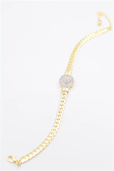 Taşlı Vip Bileklik - Altın