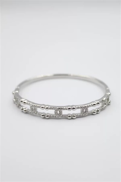 Taşlı Vip Bilezik - Gümüş