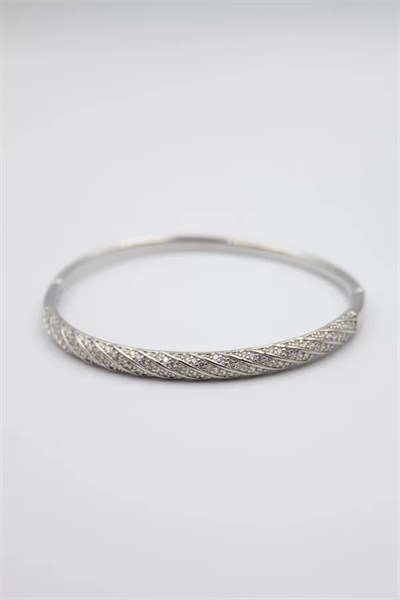 Taşlı Vip Bilezik - Gümüş