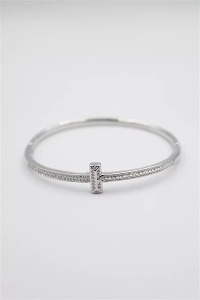 Taşlı Vip Bilezik - Gümüş