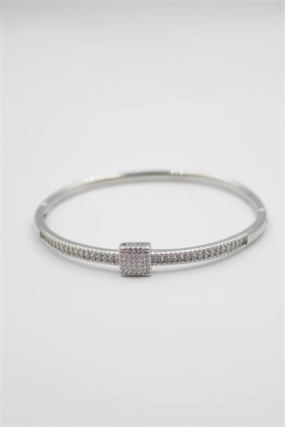 Taşlı Vip Bilezik - Gümüş