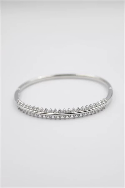 Taşlı Vip Bilezik - Gümüş