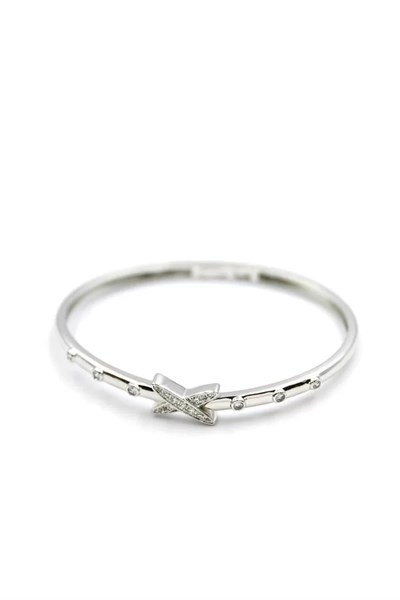 Taşlı Vip Bilezik - Gümüş