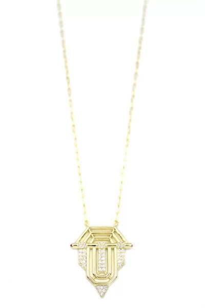 Taşlı Vip Serenay Kolye - Altın