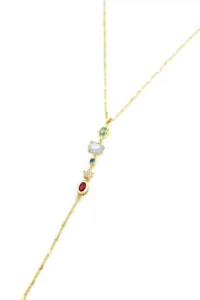 Taşlı Y Kolye - Altın