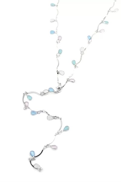 Taşlı Y Kolye - Gümüş