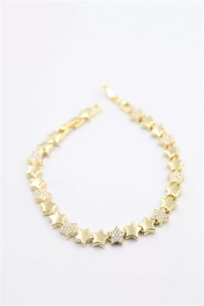 Taşlı Yıldız Bileklik - Altın