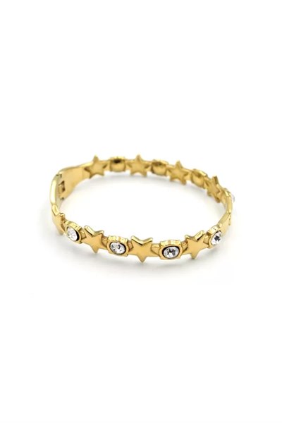 Taşlı Yıldız Bilezik - Altın