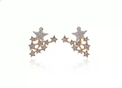 Taşlı Yıldız Küpe - Altın