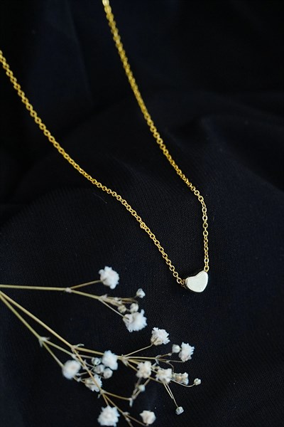 Taşsız Kalpli Kolye Gold Renk