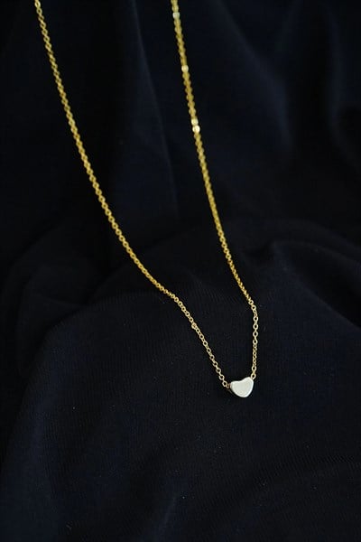 Taşsız Kalpli Kolye Gold Renk