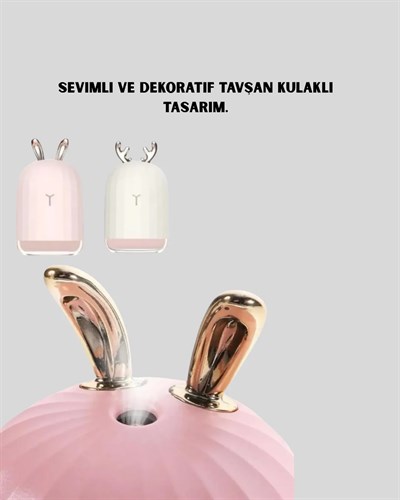 Tavşan Kulak Tasarımlı 200 ml USB Aroma Difüzör ve Hava Nemlendirici
