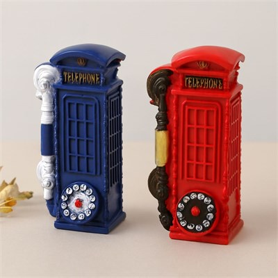 Telefon Kulübesi Dekoratif Reçine Kumbara - Vintage 20x6x6 cm