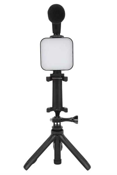 Telefon Tutucu Mini Mikrofonlu Tripod Vlog Çekim Video