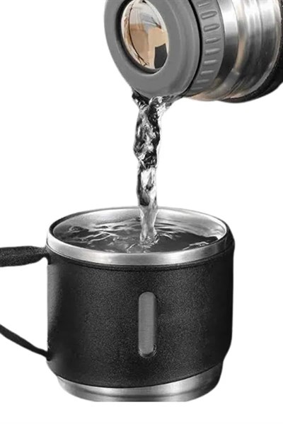Termos Seti Paslanmaz Çelik 3 Bardaklı Vakumlu Termos Set 500 Ml 12 Saate Kadar Isı Koruma