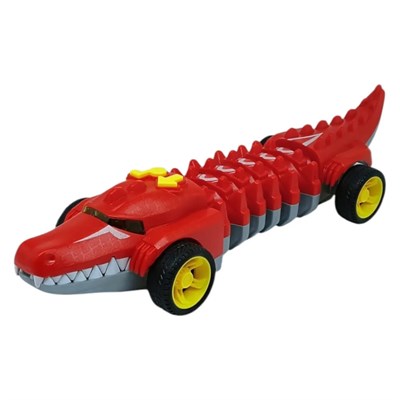 Timsah Araba - Otomatik Hareketli Sesli Işıklı 32 cm - Kırmızı Timsah