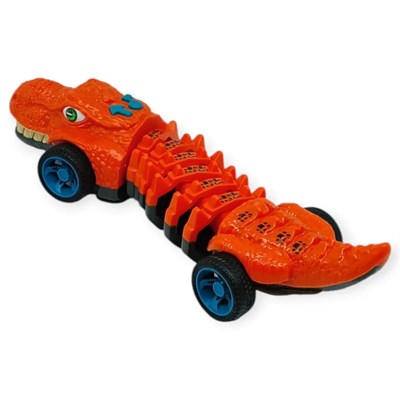 Timsah Araba - Otomatik Hareketli Sesli Işıklı 32 cm - Koyu Turuncu Timsah