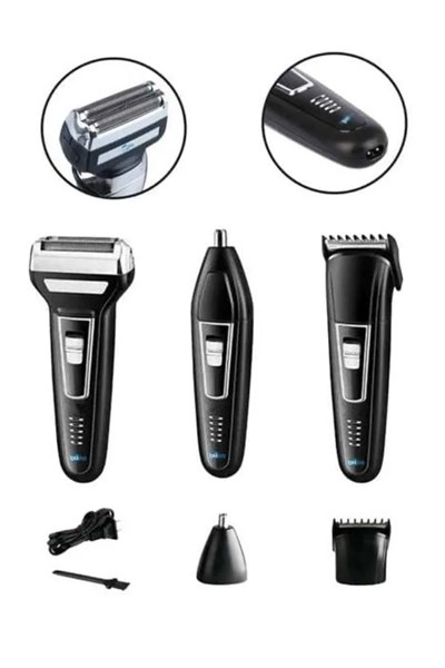 Tıraş Makinesi 3 Başlıklı T Başlıklı Hassas Ciltlere Özel Saç Sakal Vücut Kulak ve Burun