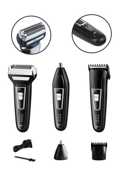 Tıraş Makinesi 3 Başlıklı T Başlıklı Hassas Ciltlere Özel Saç Sakal Vücut Kulak ve Burun