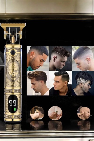 Tıraş Makinesi Şarjlı Profesyonel Saç Kesme Makinesi Gold Çizik Tıraş