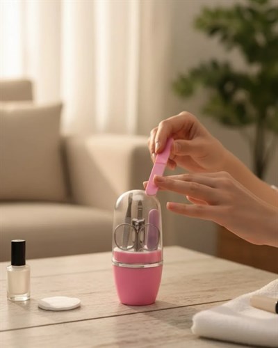 Tırnak Bakım Manikür Pedikür Seti 4 Parça Pembe Minimal ve Dayanıklı