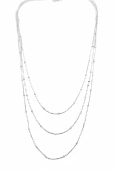 Top Boncuk Zincir Kolye - Gümüş