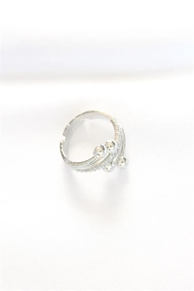 Topçuk Model Zirkon Taşlı Silver Renk Ayarlanabilir Yüzük