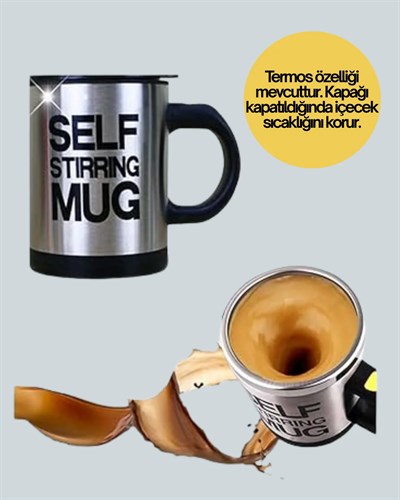 Toz İçecekler İçin Hızlı Karıştırma Özellikli Termos Kupa