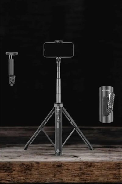 Tripod Kablosuz Bluetooth Bağlantılı Selfie Çubuğu 360 Derece Dönebilen