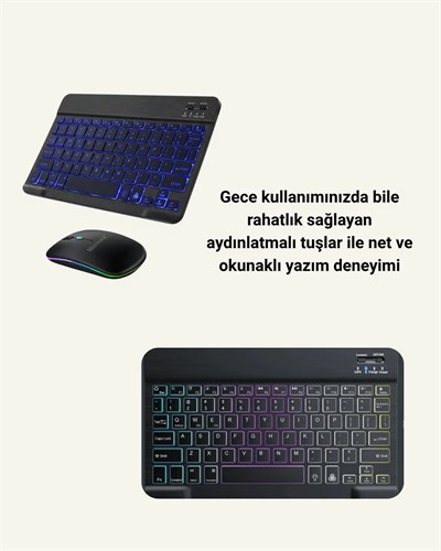 Tüm Cihazlarla Uyumlu RGB Işıklı Kablosuz Klavye ve Mouse Seti