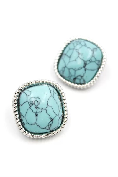 Turkauz Taşlı Küpe - Gümüş