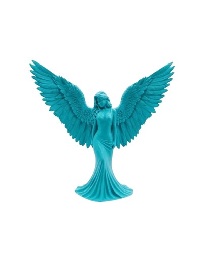 Turkuaz Melek Biblo 3D Dekoratif Angel Figür Küçük Boy Ev Aksesuarı