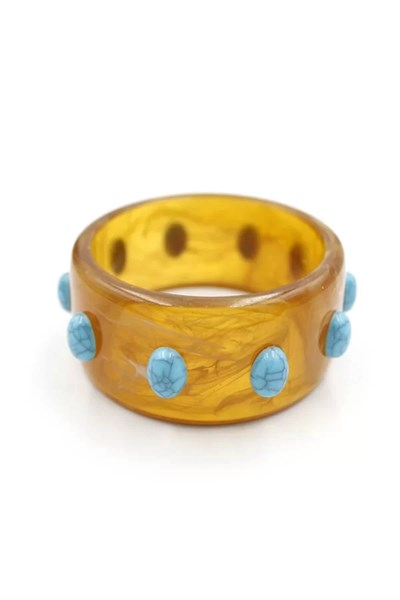 Turkuaz Taşlı Bilezik - Kahverengi