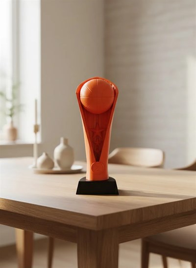 Turuncu Kupa 23cm Basketbol Temalı Dekoratif Ödül Biblosu