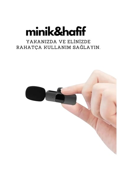 Type-C Çiftli Kablosuz Yaka Mikrofon Seti Telefon Vlog Canlı Yayın TikTok YouTube Uyumlu