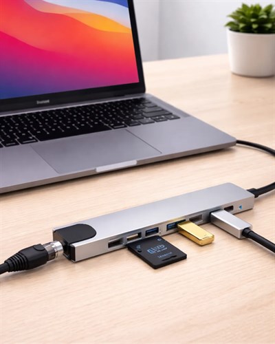 Type C Hub Çoklayıcı 8 Port USB HDMI RJ45 Kart Okuyucu