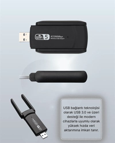 USB 3.0 Wireless Adaptör – 2.4GHz & 5GHz Destekli