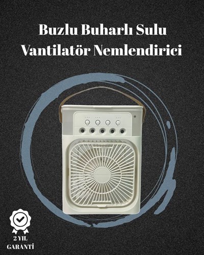 USB Bağlantılı 3ü 1 Arada Nemlendirici Mini Klima Fan | 7 Renk Işıklı
