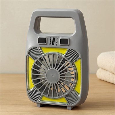 USB Şarjlı 2in1 Mini Fan ve Fener 10W – 2 Kademe, Su Geçirmez, Taşınabilir