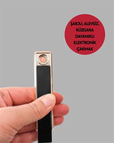USB Şarjlı Alevsiz Elektronik Çakmak – Rüzgara Dayanıklı, Gazsız, Güvenli Kullanım