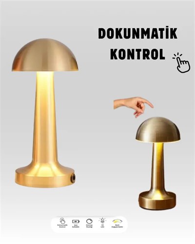 USB Şarjlı Dokunmatik LED Masa Lambası – 3 Renk Modu & Dimmer