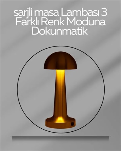 USB Şarjlı Dokunmatik LED Masa Lambası – 3 Renk Modu & Dimmer