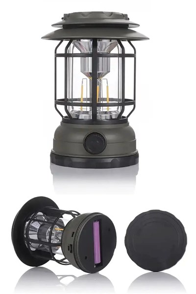 USB Şarjlı LED Kamp Lambası - Bluetooth Müzik Çalar, El Feneri ve Cep Telefonu Şarj Cihazı