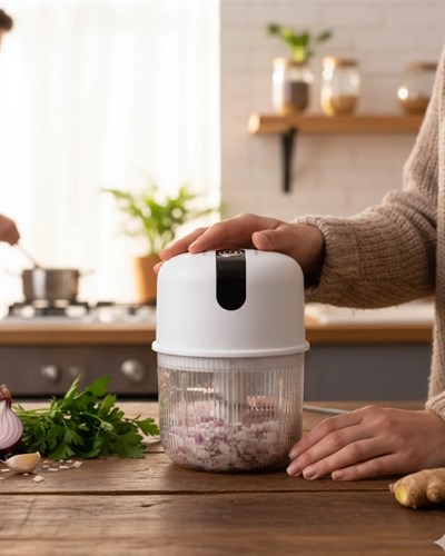 USB Şarjlı Mini Rondo Sarımsak Soğan Zencefil