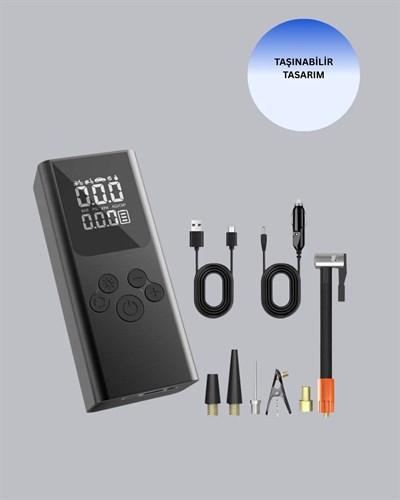 USB Şarjlı Taşınabilir Hava Kompresörü Dijital Ekranlı